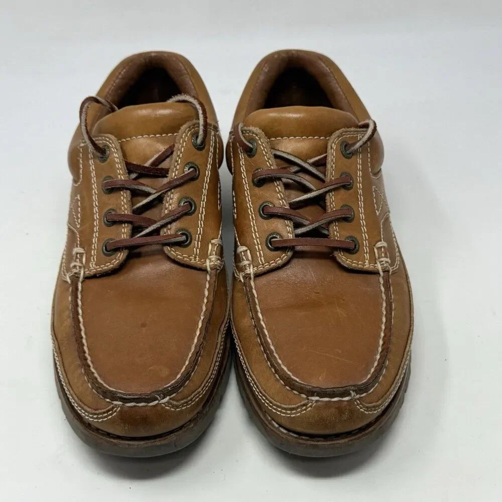 Rockport Lug Sole Moc Toe Shoes Mens 9 M Brown Leather Casual Boat Lace Up